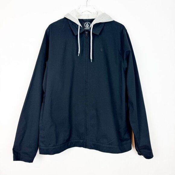 NWT Volcom Rexton Hooded Jacket Men's Size XL Black Grey Casual Streetwear - Picture 2 of 15